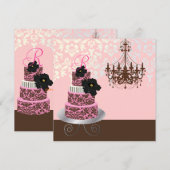 PixDezines monogram bruin, roze chocoladetaart Kaart (Voorkant / Achterkant)