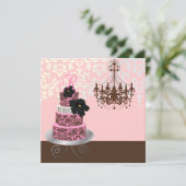 PixDezines monogram bruin, roze chocoladetaart Kaart (Staand voorkant)