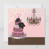 PixDezines monogram bruin, roze chocoladetaart Kaart (Voorkant)