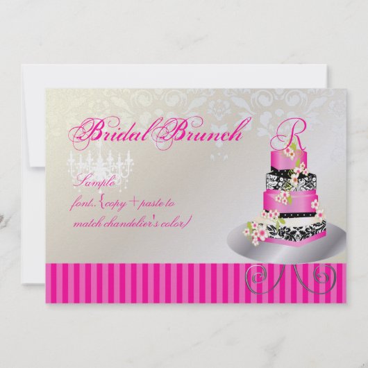 PixDezines monogram bruin, roze taart voor bruilof Kaart (Achterkant)