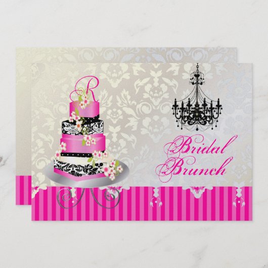 PixDezines monogram bruin, roze taart voor bruilof Kaart (Voorkant / Achterkant)