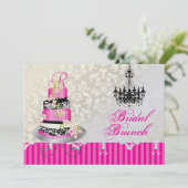 PixDezines monogram bruin, roze taart voor bruilof Kaart (Staand voorkant)