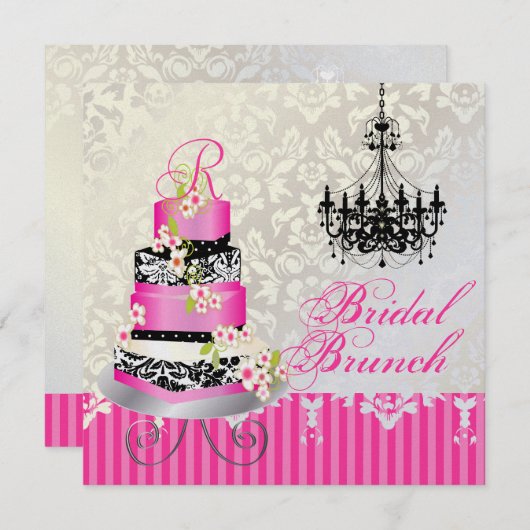 PixDezines monogram bruin, roze taart voor bruilof Kaart (Voorkant / Achterkant)