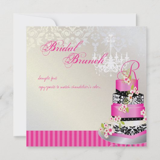 PixDezines monogram bruin, roze taart voor bruilof Kaart (Achterkant)