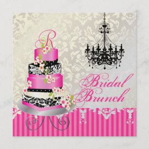 PixDezines monogram bruin, roze taart voor bruilof Kaart