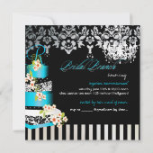 PixDezines monogram brunch, blauwgroen blauwe cake Kaart (Achterkant)