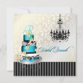 PixDezines monogram brunch, blauwgroen blauwe cake Kaart (Voorkant)