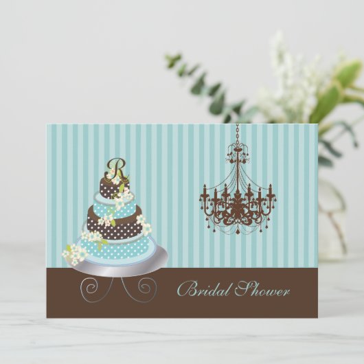 PixDezines monogram cake/blauwgroen blauw, vrijgez Kaart (Staand voorkant)