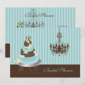 PixDezines monogram cake/blauwgroen blauw, vrijgez Kaart (Voorkant / Achterkant)