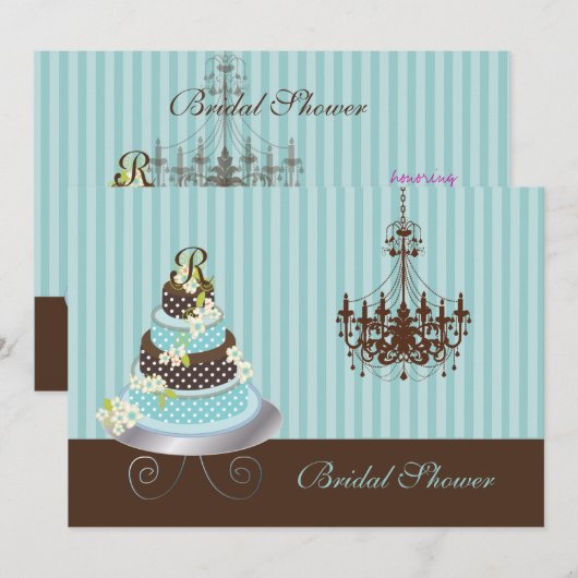 PixDezines monogram cake/blauwgroen blauw, vrijgez Kaart (Voorkant / Achterkant)