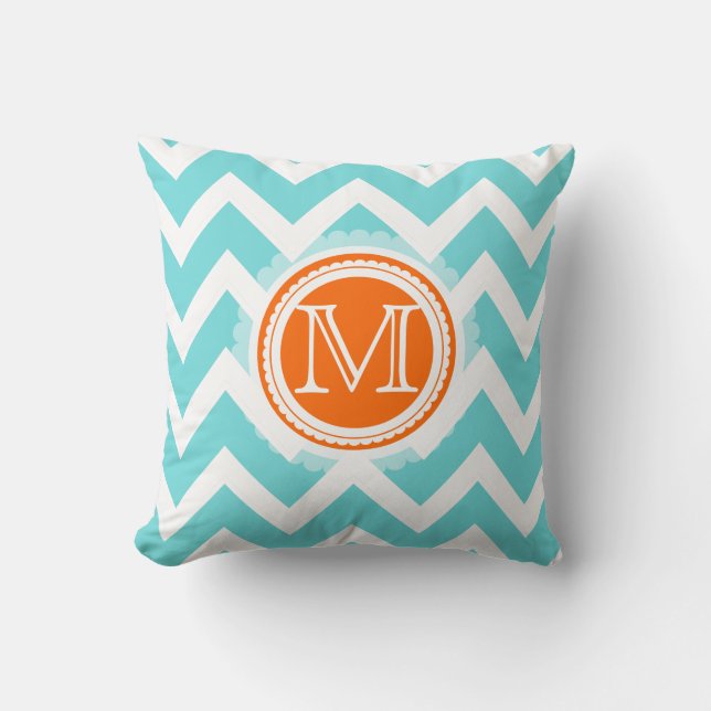 PixDezines monogram chevron patroon/doe-het-zelf k Kussen (Voorkant)
