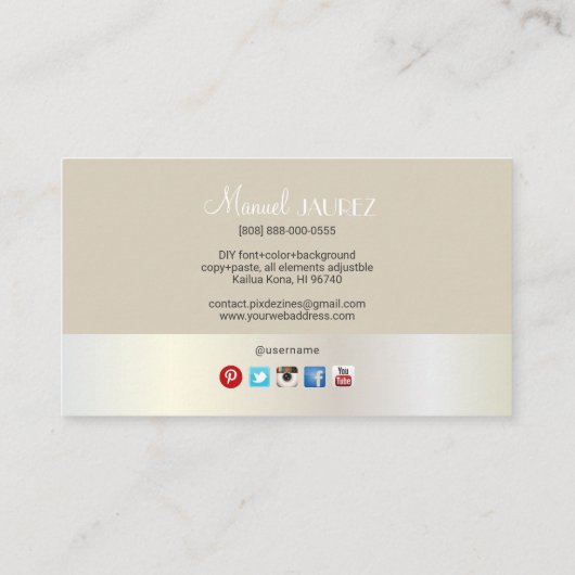 PixDezines Monogram, chique, elegant, tijdloos Visitekaartje (Achterkant)