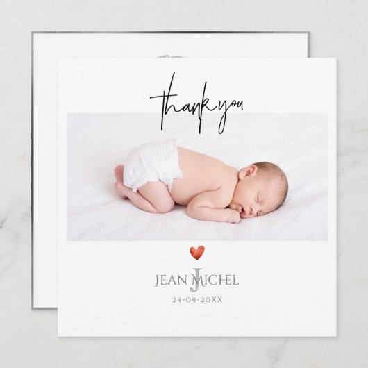 PixDezines Monogram Dank u + hart Kaart (Voorkant / Achterkant)