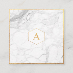 PixDezines MONOGRAM DIE GOED WISSEN/MARBLE+GOLD Informatiekaartje