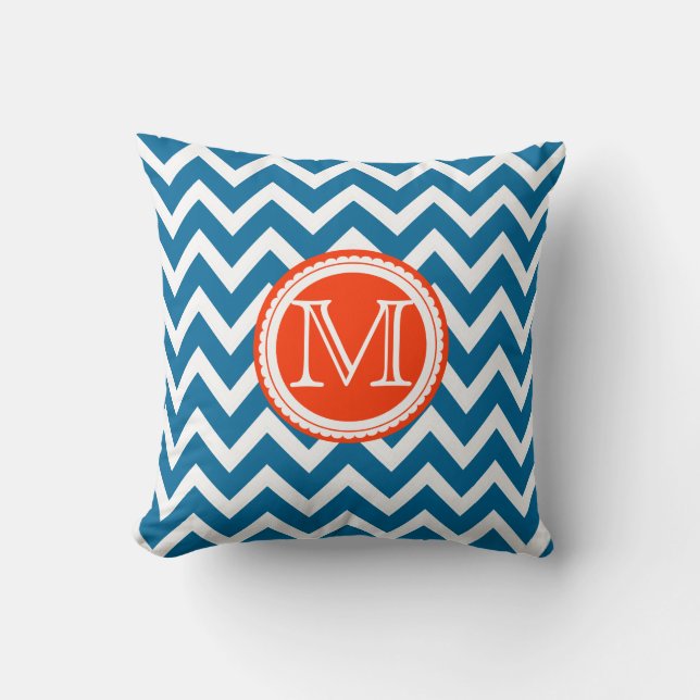 PixDezines monogram diy kleur chevron patroon Kussen (Voorkant)