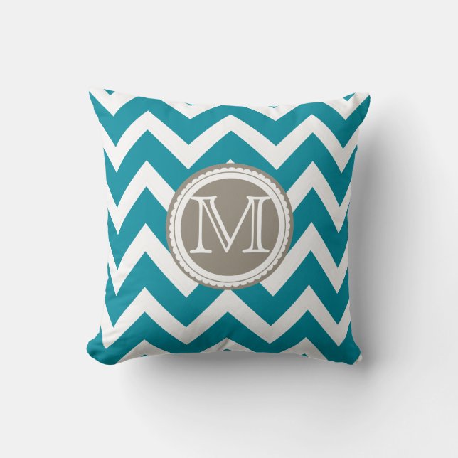 PixDezines monogram doe-het-zelf kleur/chevron pat Kussen (Voorkant)
