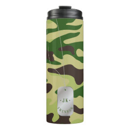 PixDezines Monogram Dogtag Forest Green Camouflage Thermosbeker