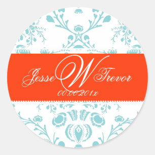 PixDezines Monogram Dolcè Damask, DIY kleur Ronde Sticker