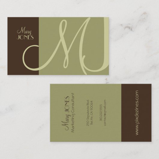 PixDezines MONOGRAM En Retro/DIY-kleuren Visitekaartje (Voorkant / Achterkant)