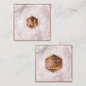 PixDezines MONOGRAM FAUX COPPER TREES Vierkante Visitekaartje (Voorkant / Achterkant)
