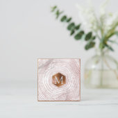 PixDezines MONOGRAM FAUX COPPER TREES Vierkante Visitekaartje (Staand voorkant)