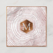 PixDezines MONOGRAM FAUX COPPER TREES Vierkante Visitekaartje (Voorkant)