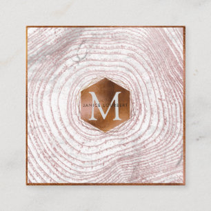 PixDezines MONOGRAM FAUX COPPER TREES Vierkante Visitekaartje