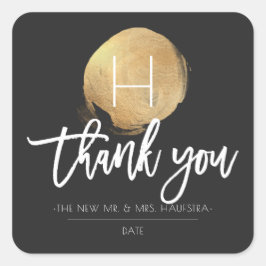 PixDezines Monogram Faux Gold Folie, dank u Vierkante Sticker