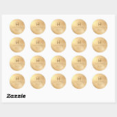 PixDezines Monogram Faux Gold Folie Retouradres Ronde Sticker (Vel)
