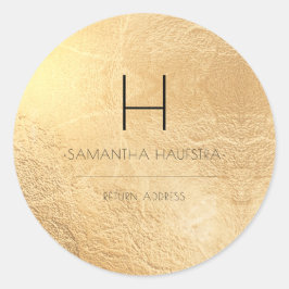 PixDezines Monogram Faux Gold Folie Retouradres Ronde Sticker