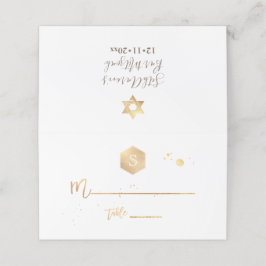 PixDezines Monogram Faux Gold Honingraat Mitzvah Plaatskaartje