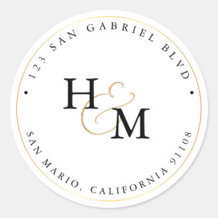 PixDezines Monogram Faux Gold Script Ampersand C Ronde Sticker