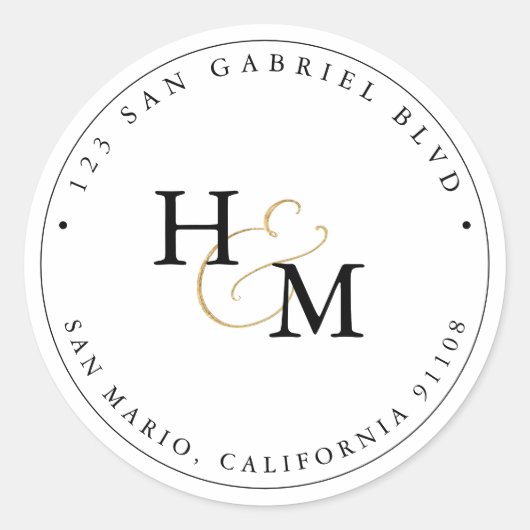 PixDezines Monogram Faux Gold Script Ampersand Ronde Sticker (Voorkant)