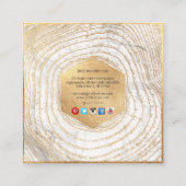 PixDezines MONOGRAM/FAUX GOLD TREE RINGS Vierkante Visitekaartje (Achterkant)