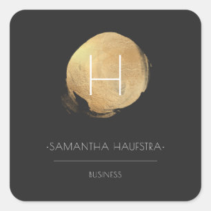 PixDezines Monogram Faux Gouden Folie Vierkante Sticker