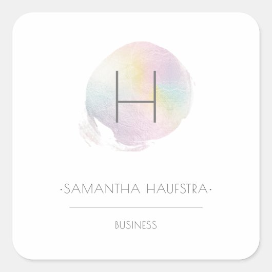 PixDezines Monogram Faux Holographic Vierkante Sticker (Voorkant)