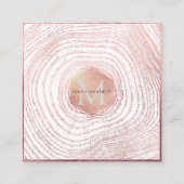 PixDezines MONOGRAM/FAUX ROOS GOLD TREES Vierkante Visitekaartje (Voorkant)