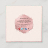 PixDezines MONOGRAM/FAUX ROOS GOUD, BLUSH ROZE Vierkante Visitekaartje (Achterkant)