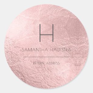 PixDezines Monogram Faux Roze Goud Folie Ronde Sticker