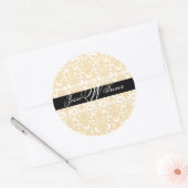 PixDezines Monogram Flora Damask, DIY kleur Ronde Sticker (Envelop)