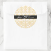 PixDezines Monogram Flora Damask, DIY kleur Ronde Sticker (Tas)