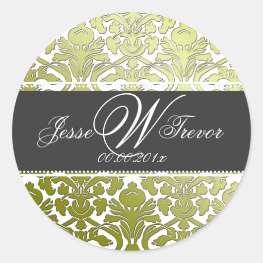 PixDezines monogram flora damast, DIY kleur Ronde Sticker (Voorkant)