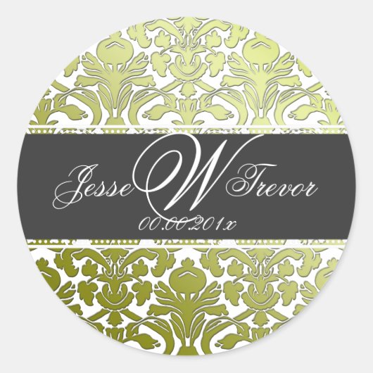 PixDezines monogram flora damast, DIY kleur Ronde Sticker (Voorkant)