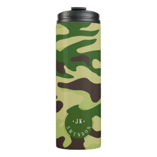 PixDezines Monogram Forest Green Camouflage Thermosbeker