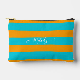 PixDezines Monogram Gestreepte Turquoise Sinaas Etui