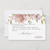 PixDezines Monogram H2 Stof Roze Bloemen Bedankkaart (Achterkant)