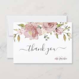 PixDezines Monogram H2 Stof Roze Bloemen   Bedankkaart