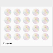 PixDezines Monogram Holografische Kleur Faux Folie Ronde Sticker (Vel)