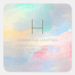 PixDezines Monogram Iridiscerende Geborsteld Water Vierkante Sticker