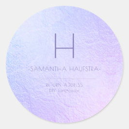 PixDezines Monogram Iridiscerende Hortensia+Violet Ronde Sticker